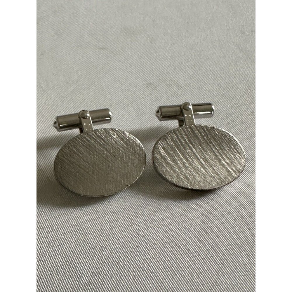 Vintage Destino Cufflinks Pat 2544833 Silver Oval A1